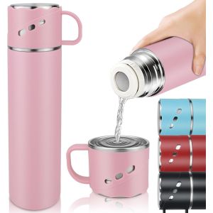 Gourde Isotherme 550ml, Mug Isotherme Cafe Etanche Acier Inoxydable, Bouteille Isotherme 24h Froid & 12h Chaud Facile À Ouvrir, Pour Café Et Thé, Boissons Chaudes Ou Froides (Rose) - Neuf