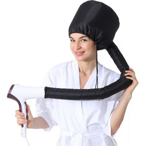 KAL-Casque Pour Séchage Cheveux, Accessoire De Sèche-Cheveux Amélioré, Chapeau De Sèche-Cheveux Réglable, Capot De Séchage Réglable Pour Sèche-Cheveux À Main, Convient À Tous Les Types De Tête (Noir) - Neuf
