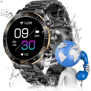 Fernamor Montre Connectée Homme Militaire Avec Appel Bluetooth 5.2, 1.43'' Amoled Montre Homme Connectée 107+ Sportifs Fitness Cardiaque Sommeil Fréquence Ip68 Montre Connectée Homme Sport Android Io - Neuf