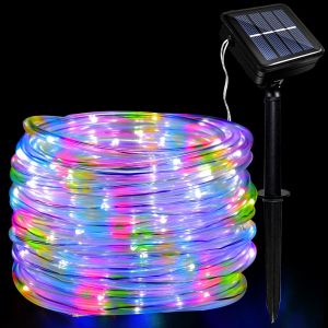Kal-Guirlande Lumineuse Solaire Extérieure Led, Ip65 Étanche Guirlande Lumineuse 12m/39.4ft 100leds Solaire Décoration Lumières Avec 8 Modes D'éclairage Pour Jardin Arbre Fête Décoration De Noël - Neuf