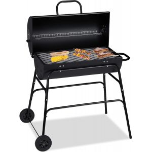 CHECARZHN--NO1-Grill À Charbon Xxl, Chariot De Grill Avec Couvercle, Aération Réglable, Stable,Hlp 96,5 X 103 X64,5 Cm Noir - Neuf
