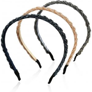 Kalvd-Serre-T&ecirc;te En Perles Tress&eacute;es,3 Pi&egrave;ces Bandeau Tresse Cheveux Femme,Bandeau Perles Cheveux,Serre Tete &Eacute;l&eacute;gant Pour Anniversaire,Mariage,F&ecirc;te De La Bi&egrave;re,Cadeau - Neuf