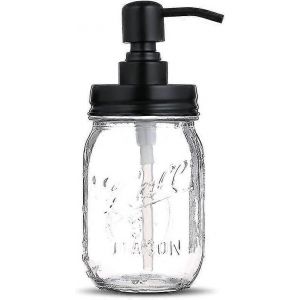 Distributeur de savon en verre transparent avec pompe en acier inoxydable, d&eacute;coration classique pour salle de bain et cuisine, convient aux huiles essentielles, lotions et savons liquides (noir) - Neuf