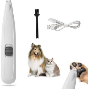 Tondeuse &Agrave; Poils De Pattes De Chien, Rechargeable Par Usb, 40 Db &Agrave; Faible Bruit, Avec Led, Pour Pattes, Yeux, Oreilles, Visage, Croupe (Blanc) - Neuf