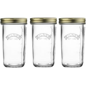 Ulteronixshop-Lot De 3 Bocaux &Agrave; Ouverture Large En Verre De 0,5 L (500 Ml) Avec Couvercle Herm&eacute;tique - Id&eacute;al Pour Conserver Des Fruits Entiers, L&eacute;gumes, Cornichons, Confitures - Neuf