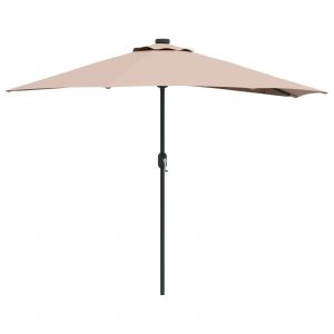 Parasol De Jardin Pliable Moderne 294 X 150 X 224 Cm Avec Led Solaire Ambiance Cosy En Polyester Taupe Helloshop26 02_0058669 - Neuf