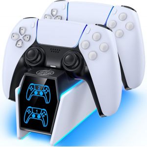 Ytseazn-Station De Charge Compatible Avecmanettes Dualsense Ps5 & Edge,2.5h Rapide Charger Ps5 Avec Indicateur Led Pourmanette - Neuf