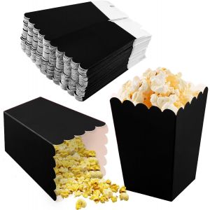 50 Pièces Popcorn Boîtes, 5,5x7,5x10,7 Cm Sacs De Pop-Corn En Papier, Petites Cornet Pop Corn, Conteneur De Bonbons En Carton Pour Fêtes D'anniversaire Cinéma Noël Mariages Carnaval (Noir) - Neuf