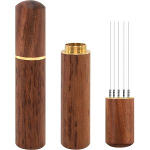 Mélangeur À Café Concentré 5 Aiguilles De 0,4 Mm (Acajou), Outil De Distribution De Café Concentré, Avec Manche Et Support En Bois Naturel - Neuf