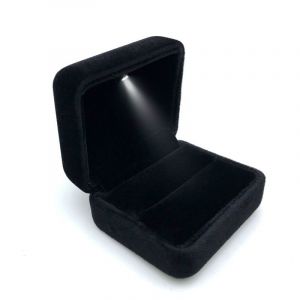 (Noir) 1 Boîte À Bagues Avec Lumière Led, Boîte À Bijoux En Velours, Boîte À Bijoux, Boîte À Bagues - Neuf