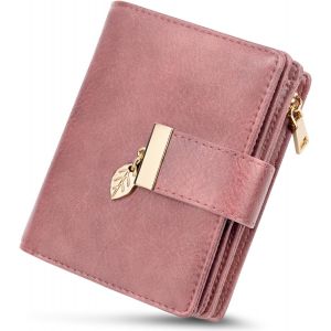 CAUC-Portefeuille Femme Petit, Porte Monnaie Femme avec Blocage RFID en Cuir PU Grande Capacit&eacute; avec 14 Slots de Carte et Poche &agrave; Fermeture &Eacute;clair Pi&egrave;ces Court Porte Feuille pour Femmes - Neuf