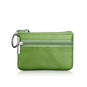 Cuir v&eacute;ritable Mini porte-monnaie Multicolore L&eacute;ger de Vachette fermeture &agrave; Glissi&egrave;re-Cl&eacute;s avec Poche de Pi&egrave;ce de monnaie, Vert, Design Compact - Neuf