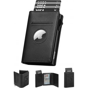 Portefeuille Airtag Avec Blocage Rfid Portefeuille Homme Magn&eacute;tique Pop-Up Porte Carte Homme Pour 10 Cartes Portefeuilles Et Porte-Cartes Avec Monnaie, Billet & Fen&ecirc;tre D'Identification (Noir) - Neuf