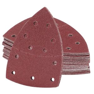 Papier Poncage pour Ponceuse Triangulaire, 50 Feuilles Abrasives Papier de Verre Delta 105x152 mm 11 Trous Papier a Poncer Triangles Abrasifs, Grain 40/80/120/180/240 - Neuf