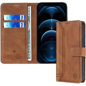 Kal-Coque Pour Moto G53 5g/G13 4g/G23 4g Cuir Pu, Portefeuille Coque Pour Moto G53 5g Etui Magnétique Flip Case Avec Fonction Support Fente Carte Housse 360 Degrés Antichoc Protection(Brun) - Neuf