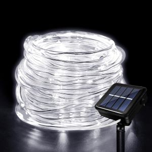 KAL-Tube Lumineux Solaire Extérieur, Étanche Guirlande Lumineuse Tube 12 Mètre 8 Modes 100 Led Solaire Tube Lumineux Solaire Lumineux Pour Jardin Piscine Mariage Fête De Noël Décorations - Neuf