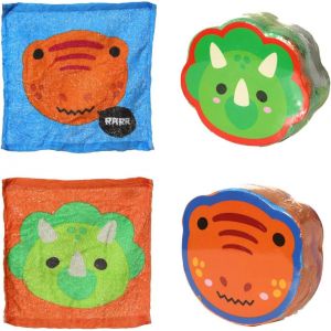 Lot De 4 Serviettes Magiques Tyranosaurus Rex En Coton Pour Enfants-Idée Cadeau D'anniversaire D'enfant (Lot De 4 Dinosaures Pour Bébé) - Neuf