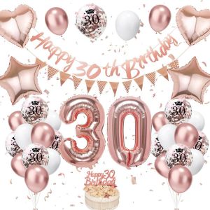 Decoration Anniversaire 30 Ans, Ballon Anniversaire 30 Ans Or Rose, Deco Anniversaire 30 Ans, Ballon 30 Ans Anniversaire De F&ecirc;te, Ballon 30 Ans, Ballon D&eacute;coration Anniversaire Pour 30 Ans Femmes - Neuf