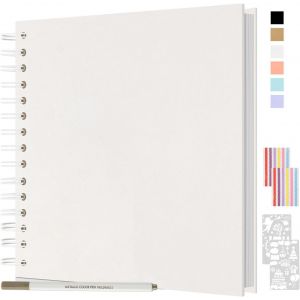 Album Photo Spirale 21x21cm,DIY Scrapbooking Album 40 Pages,Livre D'or pour Voyage Mariage Anniversaire Cadeaux pour Bebe Enfant Couple (Blanc) - Neuf