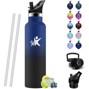 Gourde Isotherme 1l, &Eacute;tanche Sans Bpa, Gourde Isotherme, Double Paroi, Bouteille Isotherme, 18/8 Acier Inoxydable, Gourde Inox, Bouteille D'eau Pour Sport, Randonn&eacute;e, &Eacute;cole, Bureau - Neuf