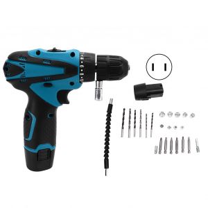 XYONG Perceuse electrique sans fil, tournevis rechargeable, kit reglable 12 V, prise AC 100-240 V US - Neuf