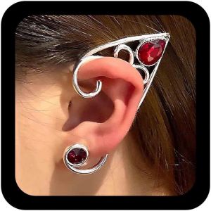 Kal-Boucles D'oreilles Elfe Cristal Rubis Vintage Boucles D'oreilles Elfe Cartilage Boucles D'oreilles Rubis Larme Boucles D'oreilles Elfe Argent Boucles D'oreilles Bijoux Pour Femmes Et Filles - Neuf