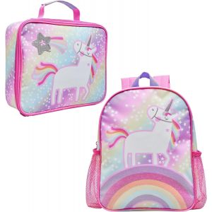 CHECARZHN--NO1-Ensemble Sac À Dos Licorne Et Sac À Déjeuner ¿ Sac À Dos D'École Rose Avec Sac À Déjeuner Arc-En-Ciel, Rose - Neuf