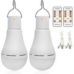 Ampoules Led Rechargeables Par Usb,Lampe De Camping Portable Afoskce Avec Minuterie &Agrave; Distance,5 Modes D'&eacute;clairage,Avec Crochet,Ampoules Intelligentes 1500mah Pour Emergen - Neuf