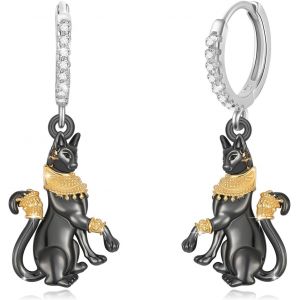 Chenquansarl-Boucles D'oreilles Chat Égyptien En Argent Sterling Sphinx Égypte Déesse Dieu Dangle Boucles D'oreilles Égypte Ancienne Mythologie Grecque Protection Bijoux Cadeaux Pour Femmes Hommes, S - Neuf