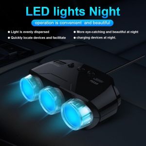 Allume Cigare Adaptateur,122w 12/24v 5 In 1 3 Prises Adaptateur Allume Cigare Diviseur Prise Acec Usb Qc3.0 Et Usb-C Pd 3.0 Ports,Avec Interrupteur Et Led Affichage De La Tension Pour I-Phone - Neuf