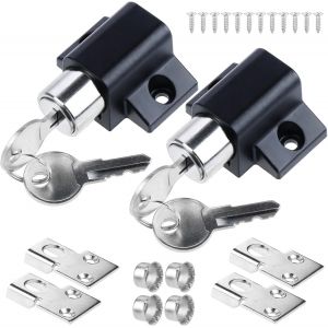 KALANKA-Lot de 2 verrous de porte coulissante pour fenêtre - Limiteur de porte - Verrou de sécurité pour porte coulissante - Avec clé - Noir - Neuf