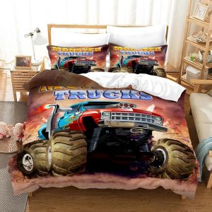 Parure De Lit Monster Jam Pour Lit Simple, Double, Double, Queen Et King Size. Parure De Lit Monster Jam F1 Pour Chambre D'adolescent, Housse De Couette, Anime - Neuf