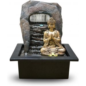 Fontaine D'Intérieur Bouddha Nature Zen Relaxante Lumière Coloré, Idée Cadeau Fête, Déco En Mouvement - Fontaine De Table, Objet Déco Feng Shui Porte-Bonheur, H25Cm Dao Zen'[APP8808865] - Neuf