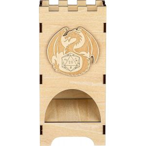 Tour De Dés Fantaisie En Bois D&d Dragon Volant,Jeu De Rôle,Accessoire Dnd,Jeu De Table,Accessoire De Jeu De Société,Cadeau De Nouveau Joueur (Pas De Dés Inclus) - Neuf