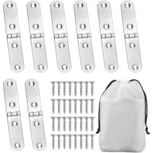8 clips de charni&egrave;re pour porte d'armoire, 32 vis en fer, 1 sac de rangement, charni&egrave;res, mini charni&egrave;res, charni&egrave;res pour caisses en bois, charni&egrave;res pour tables pliantes - Neuf