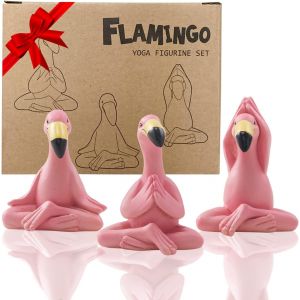 NouvelHorizonstore-Yoga Statue de Flamant Rose pour Decoration Jardin Exterieur - Figurine de Flamant Rose Animaux Miniatur Deco Zen pour Chambre Salon Idee Coffret Cadeau Femme Maman Hauteur 6 cm Se - Neuf