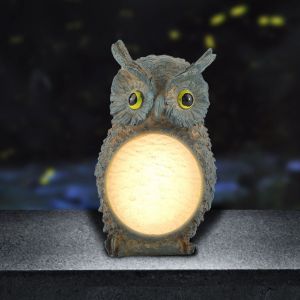 Hjlian Lampe De Modelisation En Resine En Forme De Hibou, Alimentee Par L'energie Solaire, Luminaire Decoratif Pour Jardin Et Pelouse (Blanc Chaud) - Neuf