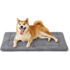 Matelasse Lavable Pour Chiens De Taille Moyenne-89x58 Cm Coussin Pour Chiens De Taille Moyenne Avec Rembourrage En Mousse Haute Densité,Matelas Pour Chien En Peluche Sherpa Lavable,Gris - Neuf