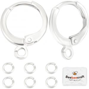 Kal-Crochet De Boucle D'oreille Rond En Laiton Plaqué Argent Sterling Avec Boucles D'oreilles À Levier Et Anneaux Ouverts Avec Boîte De Rangement Pour La Fabrication De Bijoux - Neuf