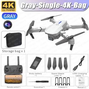 Nouveau Drone E88 Pro Wifi Fpv Avec Caméra Grand Angle Hd 4k 1080p Contrôle De La Hauteur Rc Pliable Quadrirotor Hélicoptère Jouet Pour Cadeau-White-Single-4k-Bag- - Neuf