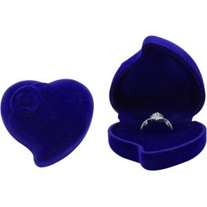 Bo&icirc;te &Agrave; Bagues De Luxe En Velours Cueilli En Forme De Coeur-Petite Bo&icirc;te De Rangement Pour Bague De Fian&ccedil;ailles-Pour Mariage,Fian&ccedil;ailles,Suggestions (Bleu) - Neuf