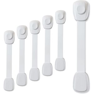Bloc Porte Securite Bebe 6 Pi&egrave;ces,Serrures Pour S&eacute;curit&eacute; Enfant Verrouillage Pour Tiroir,R&eacute;frig&eacute;rateurs,Fours,Armoires,Toilettes,Placards,3m Adh&eacute;sif(Blanc) - Neuf