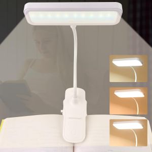NSIECD-Lampe de Lecture, Liseuse Lampe Clip USB Rechargeable Portable, 3 Couleurs, Gradation Progressive, 360&deg; Cou Flexible, lampe livre, pour Lit, Livre, Veilleuse pour Nuit et Lampe de Chevet - Neuf