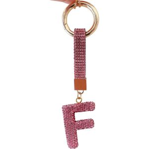 KAL-Porte Clef Lettres Pour Femmes Et Filles, Porte-Clés Rose, Accessoires Brillants Pour Clés/Clés De Voiture/Sacs À Dos Et Sacs À Main, Cadeaux Pour Femmes - Neuf