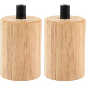 Lot De 2 Douilles De Lampe En Bois Pour Lustres-Bougies Couvertes-Adaptateur De Socle Pour Ampoules-Support De Lampe-Support De Lampe-Tête De Lampe En Bois-E27 - Neuf