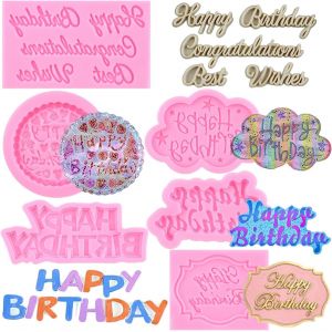 Lot De 6 Moules En Silicone &laquo; Happy Birthday &raquo;-Lettres De L'alphabet-Moules &Agrave; Chocolat Pour D&eacute;coration De G&acirc;teau D'anniversaire-D&eacute;coration De Cupcakes-Argile Polym&egrave;re - Neuf