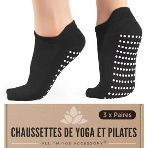 Mevronisshop-3 Paires De Chaussettes De Yoga Anti-D&eacute;rapantes Sans Chaussettes. Fitness Danse Barre. Chaussettes Antid&eacute;rapantes/Antid&eacute;rapantes, &Agrave; Bout Renforc&eacute; Et &Agrave; La Cheville, Eu 37-42 - Neuf