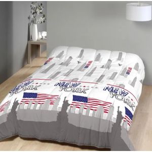 Couette Temp&eacute;r&eacute;e Imprim&eacute;e New York - 1 Personne 140 X 200 - Mi Saison - Mortreux - Neuf
