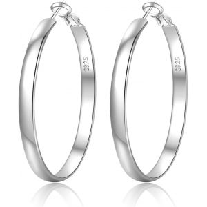 Tianyi-Cr&eacute;oles Argent 925 Pour Femme 5mm De Large Argent 925 Grand Hypoallerg&eacute;nique 14k Boucles D'oreilles Or Cr&eacute;oles Pour Femme 30/40/50/60/70mm - Neuf