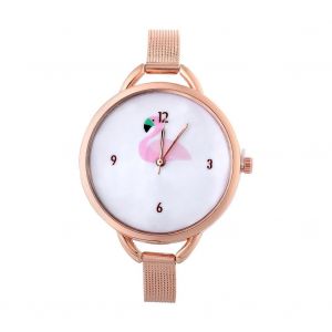 1pc Femmes &Eacute;l&eacute;gantes Femme Quartz Analogique Montre Alliage Bracelet Rond Montre-Bracelet Or Rose - Neuf